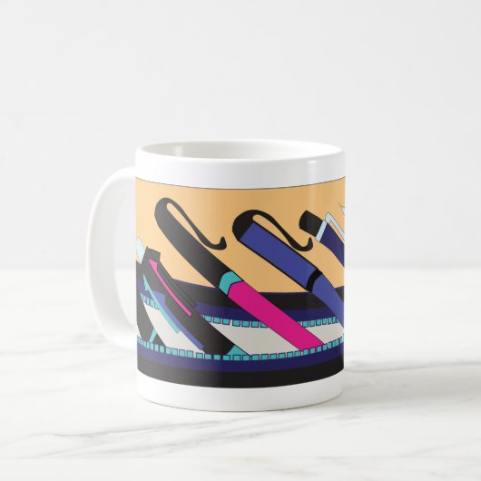 retro school pencil case design  コーヒーマグカップ (正面左)