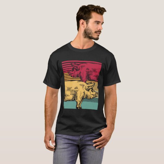 Retro Schwein Tシャツ (正面フル)