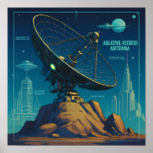 Retro Sci-Fi Blueprint Technical Wallpaper ポスター (正面)