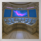 Retro Sci-Fi Cockpit: Pilot's Uplink Console Art ポスター (正面)