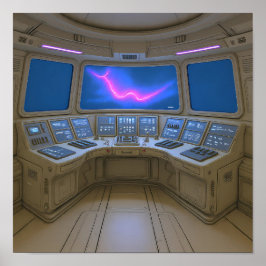 Retro Sci-Fi Cockpit: Pilot's Uplink Console Art ポスター