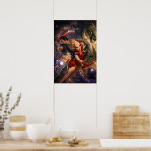 Retro Sci-Fi Fantasy Space Art ポスター (キッチン)