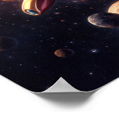 Retro Sci-Fi Fantasy Space Battle Art ポスター (角)