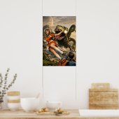 Retro Sci-Fi Fantasy Space Monster Art ポスター (キッチン)