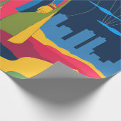 Retro Sci-Fi Hero Over Cityscape ラッピングペーパー (角)