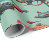 Retro Sci-Fi Ray Gun Pattern Wrapping Paper ラッピングペーパー (ロールコーナー)