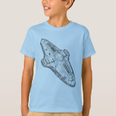 Retro Sci Fi Spaceship Blueprint Art Tシャツ (正面)