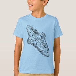 Retro Sci Fi Spaceship Blueprint Art Tシャツ