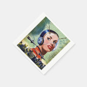 Retro Science Fiction Paper Napkins スタンダードカクテルナプキン (角)