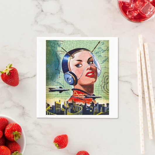 Retro Science Fiction Paper Napkins スタンダードカクテルナプキン