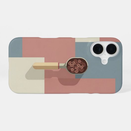 Retro Scoop and Coffee Beans iPhone 16ケース (裏面横)