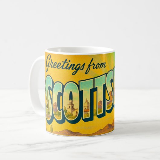 Retro Scottsdale AR Postcard Mug コーヒーマグカップ (正面左)