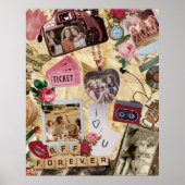 Retro Scrapbook Best Friends Forever Photo Collage ポスター (正面)