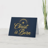 Retro Script Christ is Born Christmas シーズンカード (正面)