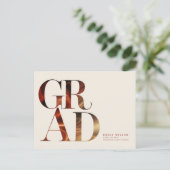 Retro Script Grad Graduate Graduation Invitation ポストカード (スタンド正面)