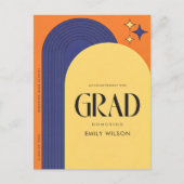 Retro Script Grad Simple Graduation Announcement ポストカード (正面)