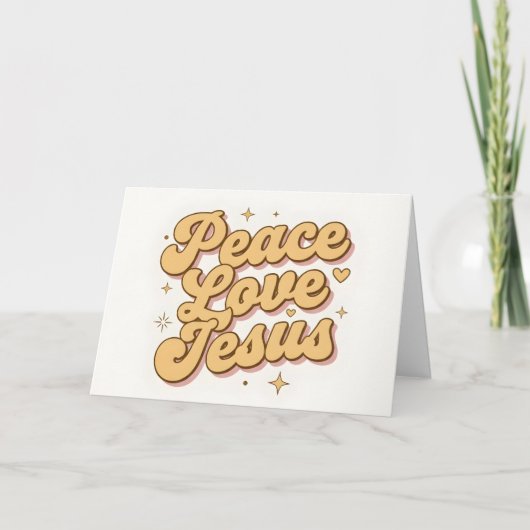 Retro Script Peace Love Jesus Christmas シーズンカード (正面)