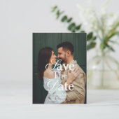 Retro Script Serif Photo Wedding Save The Date 案内ポストカード (スタンド正面)