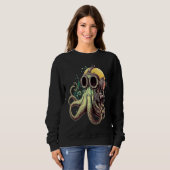 Retro Scuba Diver Weird Octopus Design Octopus Hel スウェットシャツ (正面フル)