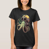 Retro Scuba Diver Weird Octopus Design Octopus Hel Tシャツ (正面)