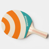 Retro Sea Breeze Vibe Circle Stripe with Name 卓球ラケット (横)