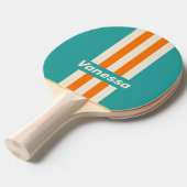 Retro Sea Breeze Vibe Pin Stripes with Name 卓球ラケット (正面アングル)