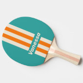Retro Sea Breeze Vibe Pin Stripes with Name 卓球ラケット (横)