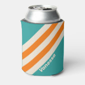 Retro Sea Breeze Vibe Stripes with Name 缶クーラー (缶裏面)