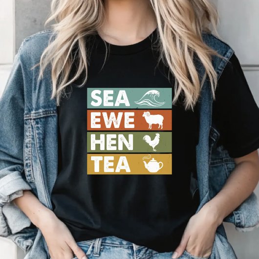 Retro Sea Ewe Hen Tea Funny Joke  Men Women Tシャツ
