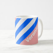 Retro Sea Kiss Stripes with Name コーヒーマグカップ (正面右)