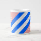 Retro Sea Kiss Stripes with Name ジャンボコーヒーマグカップ (正面)