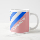Retro Sea Kiss Stripes with Name ジャンボコーヒーマグカップ (右)