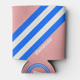 Retro Sea Kiss Stripes with Name 缶クーラー