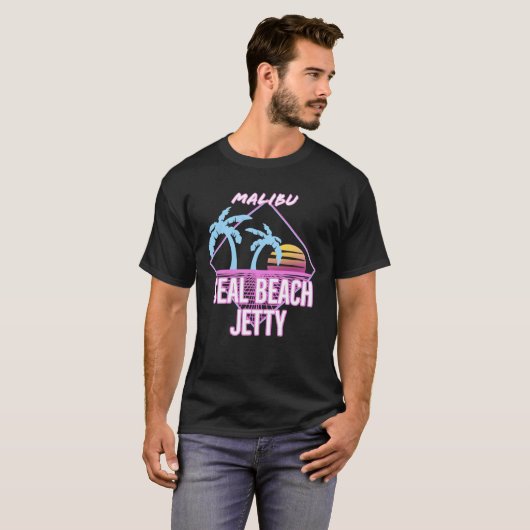 Retro Seal Beach Jetty Malibu Tシャツ (正面フル)