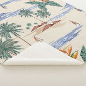 Retro seamless tropical island pattern on light be シェルパブランケット (3/4)