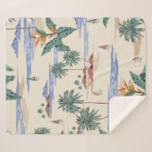 Retro seamless tropical island pattern on light be シェルパブランケット (正面(横))