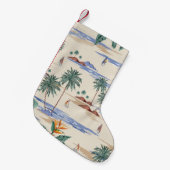 Retro seamless tropical island pattern on light be スモールクリスマスストッキング (正面 (吊り時))