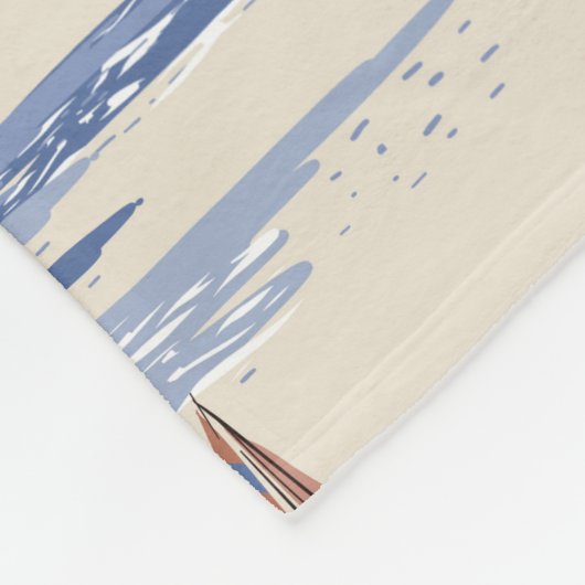 Retro seamless tropical island pattern on light be フリースブランケット (角)