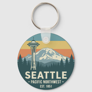 Retro Seattle Pacific Northwest Mt. Rainier キーホルダー