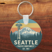 Retro Seattle Pacific Northwest Mt. Rainier キーホルダー (正面)