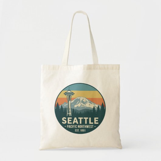 Retro Seattle Pacific Northwest Mt. Rainier トートバッグ (正面)