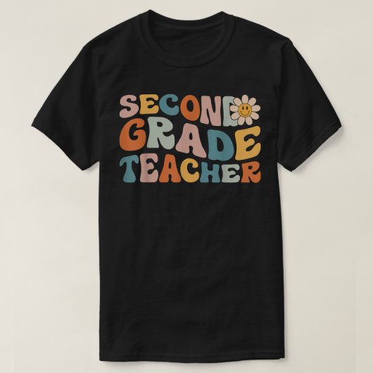 Retro Second Grade Teacher Life  Colorful 2nd Grad Tシャツ (デザイン正面)