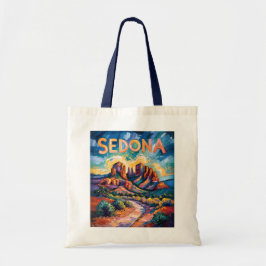 Retro Sedona Arizona Travel Van Gogh Art Landscape トートバッグ