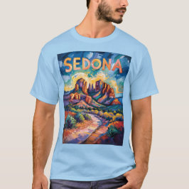 Retro Sedona Arizona Travel Van Gogh Art Landscape Tシャツ