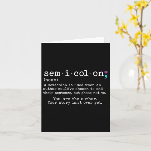 Retro Semicolon Definition Suicide Prevention Awar カード (黄色い花)