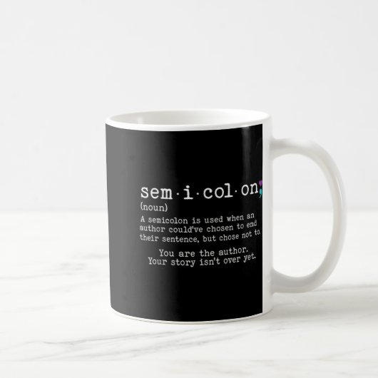 Retro Semicolon Definition Suicide Prevention Awar コーヒーマグカップ (右)