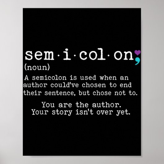 Retro Semicolon Definition Suicide Prevention Awar ポスター (正面)