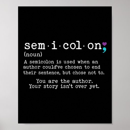 Retro Semicolon Definition Suicide Prevention Awar ポスター (正面)