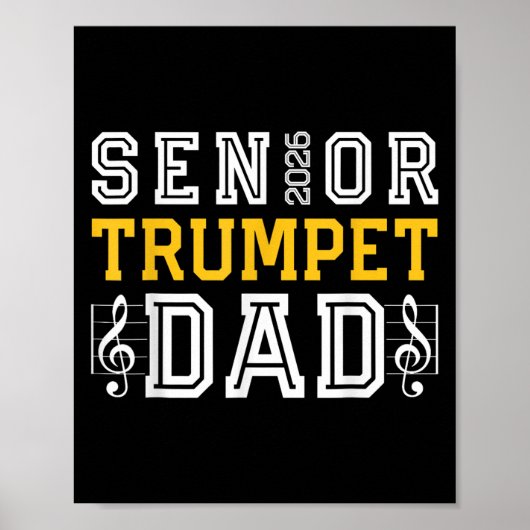 Retro Senior Trumpet Dad 2026 Marching Band Cl Of ポスター (正面)