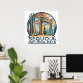 retro Sequoia National Park Giant Sequoia Trees ポスター (ホームオフィス)